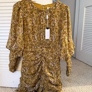 Astr Yellow Floral Long Sleeve Dress